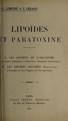 Tapa de Lipoïdes et paratoxine