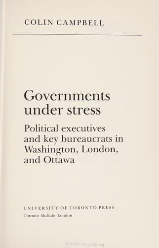 Tapa de Governments under stress