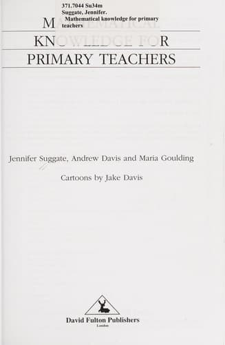 Tapa de Mathematical knowledge for primary teachers