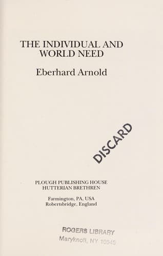 Tapa de The individual and world need