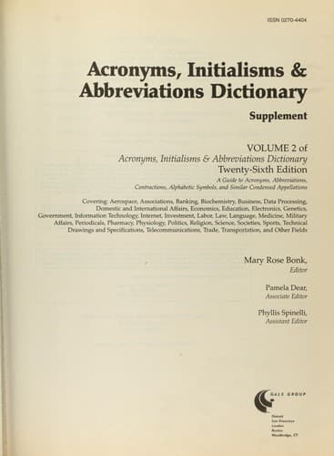 Tapa de Acronyms, initialisms & abbreviations dictionary