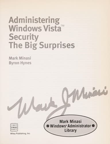 Tapa de Administering Windows Vista security