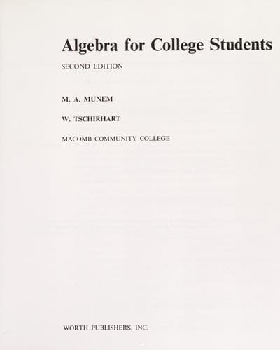 Tapa de Algebra for college students