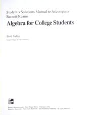 Tapa de Student's solutions manual to accompany Barnett/Kearns Algebra for college students