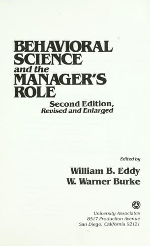 Tapa de Behavioral science and the managers role