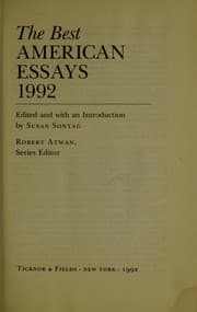 Tapa de The best American essays 1992