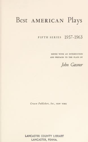 Tapa de Best American plays