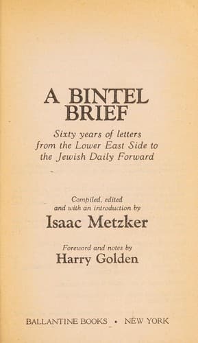 Tapa de A Bintel Brief