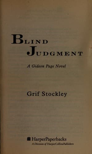 Tapa de Blind judgment : a Gideon Page novel
