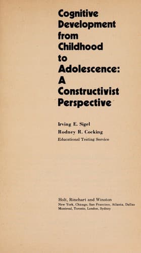 Tapa de Cognitive development from childhood to adolescence