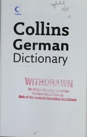 Tapa de Collins beginner's German dictionary