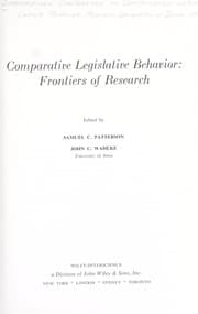 Tapa de Comparative legislative behavior: frontiers of research