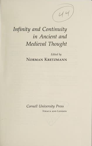 Tapa de Infinity and continuity in ancient and medieval thought
