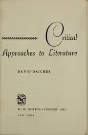 Tapa de Critical approaches to literature