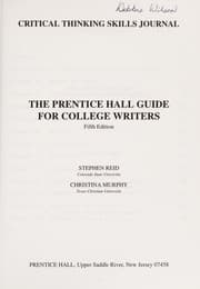 Tapa de Critical thinking skills journal [for] The Prentice Hall guide for college writers