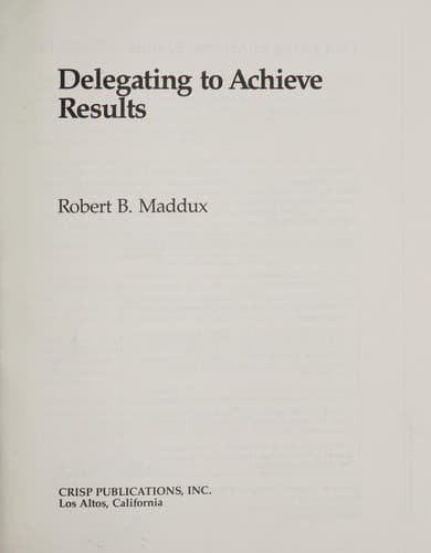 Tapa de Delegating to achieve results