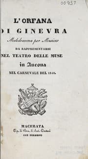 Tapa de L'orfana di Ginevra