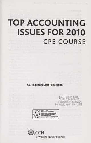 Tapa de Top accounting issues for 2010