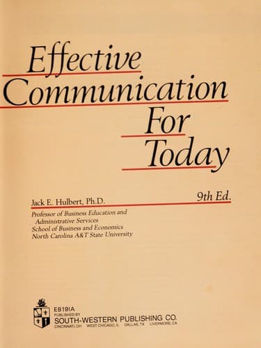 Tapa de Effective communication for today