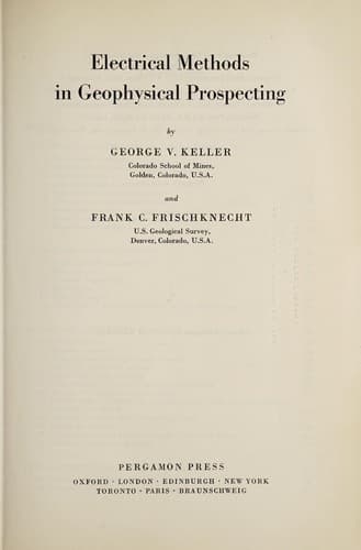 Tapa de Electrical methods in geophysical prospecting