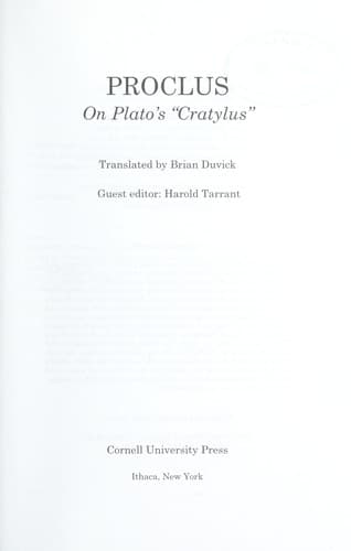 Tapa de On Plato's "Cratylus"