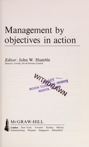Tapa de Management by objectives in action