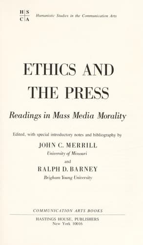 Tapa de Ethics and the press