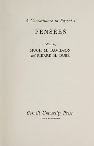 Tapa de A Concordance to Pascal's Pensées
