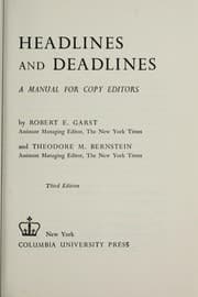 Tapa de Headlines and deadlines; a manual for copy editors