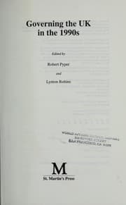 Tapa de Governing the UK in the 1990s