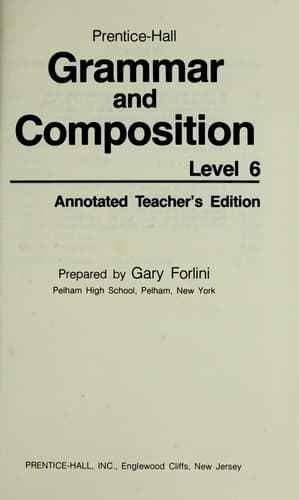 Tapa de Prentice-Hall grammar and composition, level 6