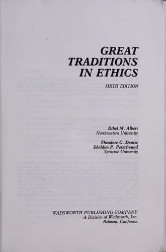 Tapa de Great traditions in ethics