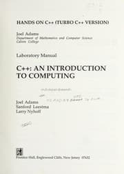 Tapa de Hands on C++ (Turbo C++ version) : laboratory manual, C++, an introduction to computing