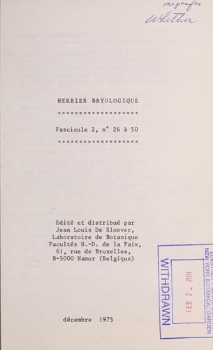 Tapa de Herbier bryologique