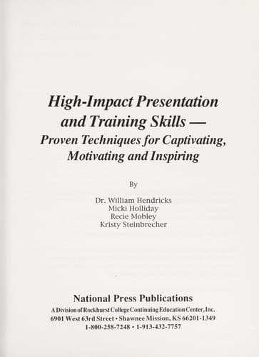 Tapa de High-Impact Presentation & Training Skills