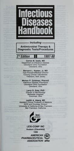 Tapa de Infectious diseases handbook