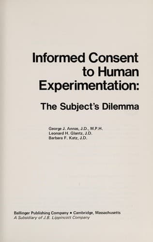 Tapa de Informed consent to human experimentation