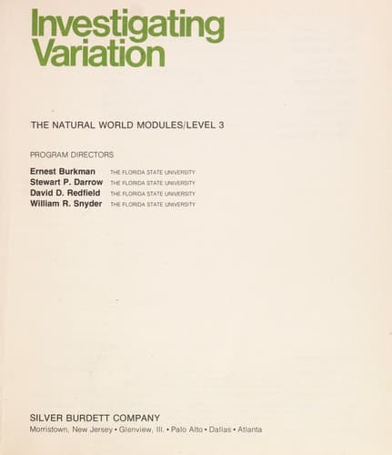 Tapa de Invetigating Variation (the Natural World)