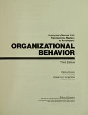 Tapa de Instructor's manual with transparency masters to accompany Organizational behavior