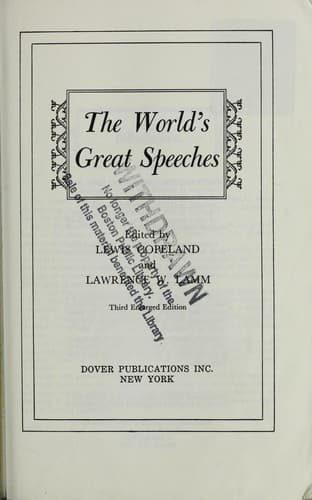 Tapa de The world's great speeches