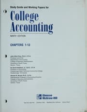 Tapa de Study guide and working papers for College accounting, ninth edition, chapters 1-13