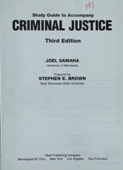 Tapa de Study guide to accompany Criminal justice, third ed. [by] Joel Samaha