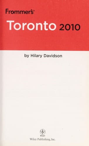 Tapa de Frommer's Toronto 2010