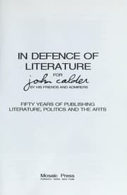 Tapa de In defence [sic] of literature