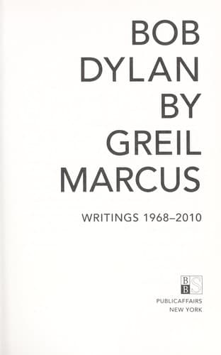 Tapa de Bob Dylan by Greil Marcus