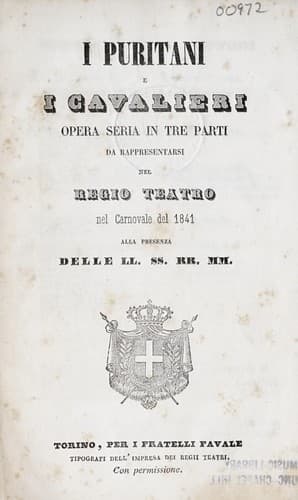 Tapa de I puritani e i cavalieri