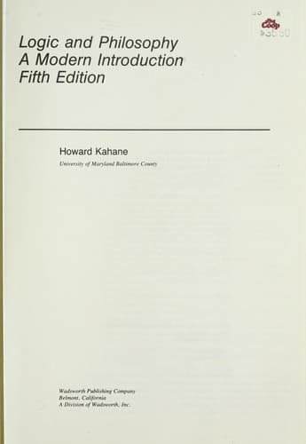 Tapa de Logic and philosophy : a modern introduction