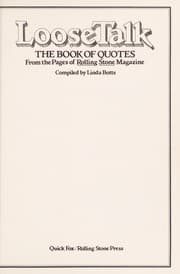 Tapa de Loose talk : the book of quotes from the pages of Rolling stone magazine