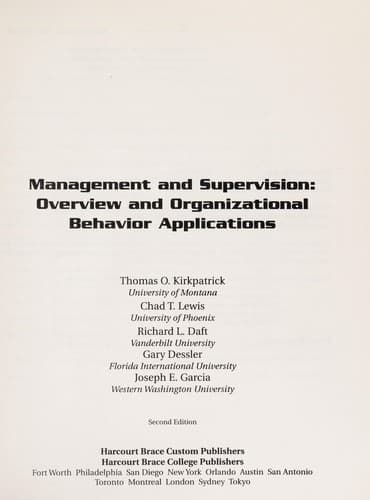 Tapa de Management and supervision