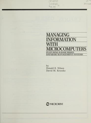 Tapa de Managing Information With Microcomputers: Featuring R:Base Series Database Management Systems